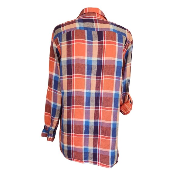 Lauren Ralph Lauren Linen Plaid Button Down Shirt Womens Large Academia Coastal - Picture 4 of 10